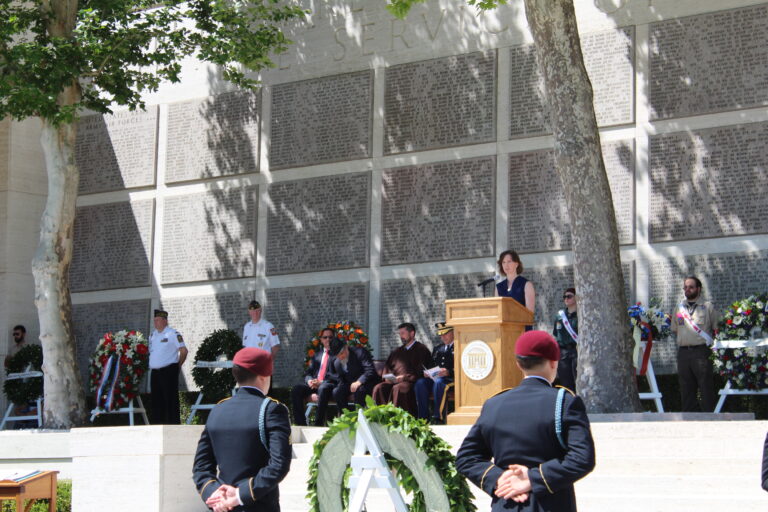 Consul General of the United States in Florence Abigail M. Rupp read the Presidential Proclamation during the 2017 Memorial Day Ceremony at Florence American Cemetery.
